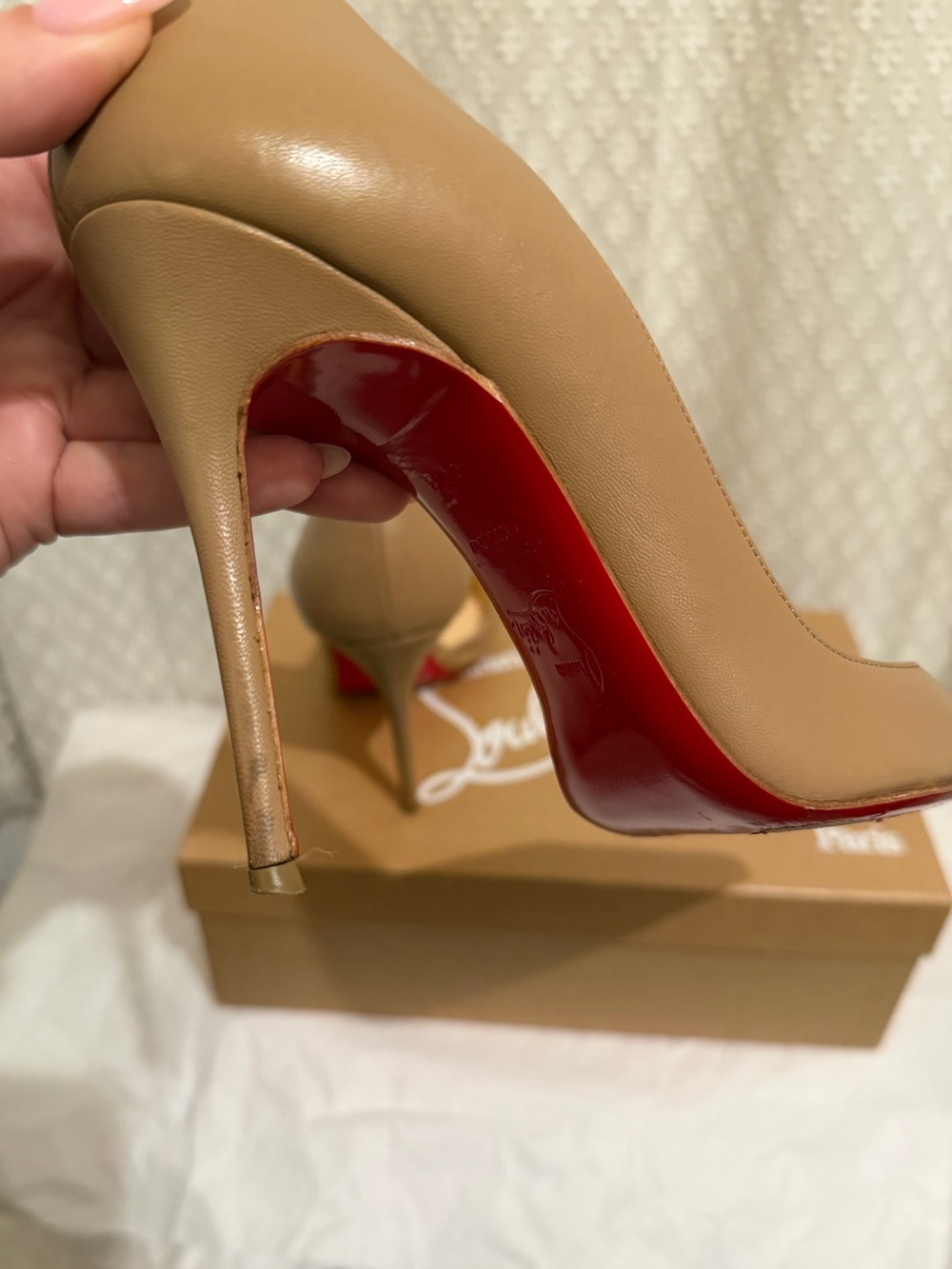 Christian Louboutin Nude d’Orsay Pointed-Toe Stiletto Pumps - Picture 12 of 15